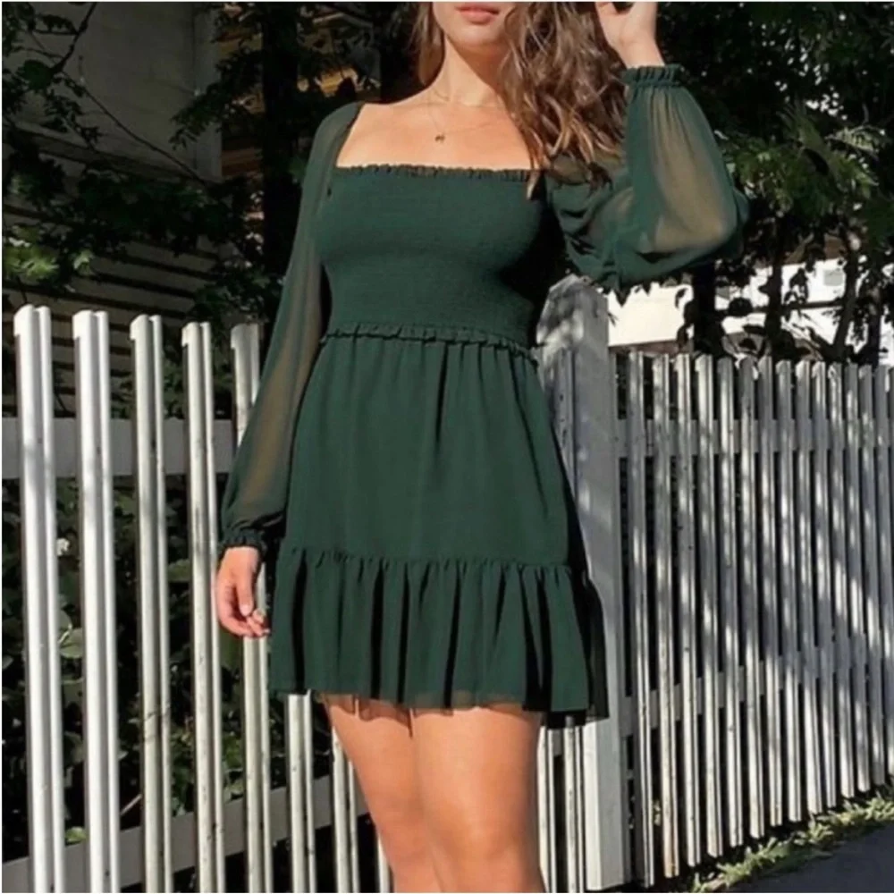 Aritzia Wilfred Tempest Dress Forest Green - Picture 2 of 6